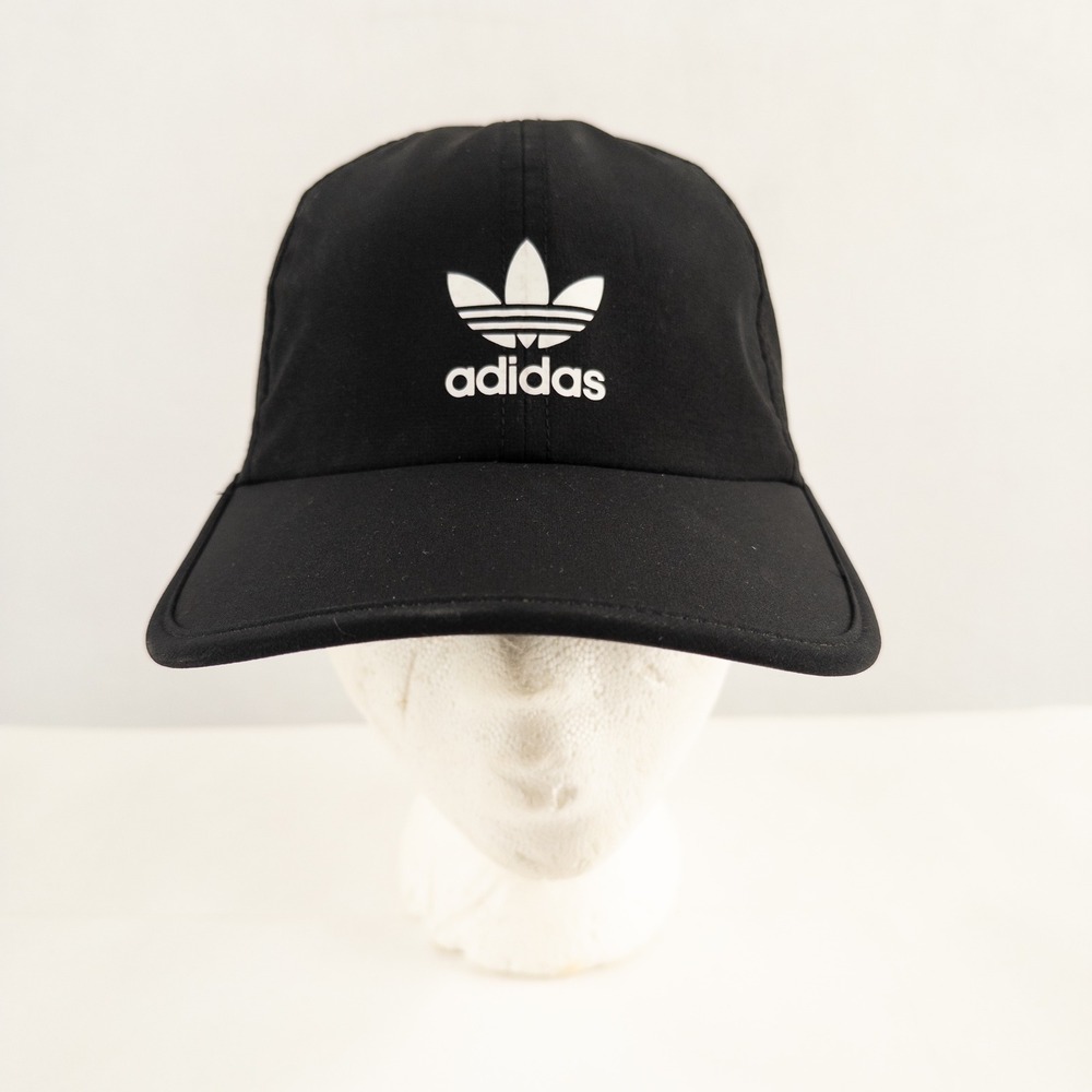 Adidas Hat Baseball Cap Black White Stripe Strapback Lightweight Quick Dry
